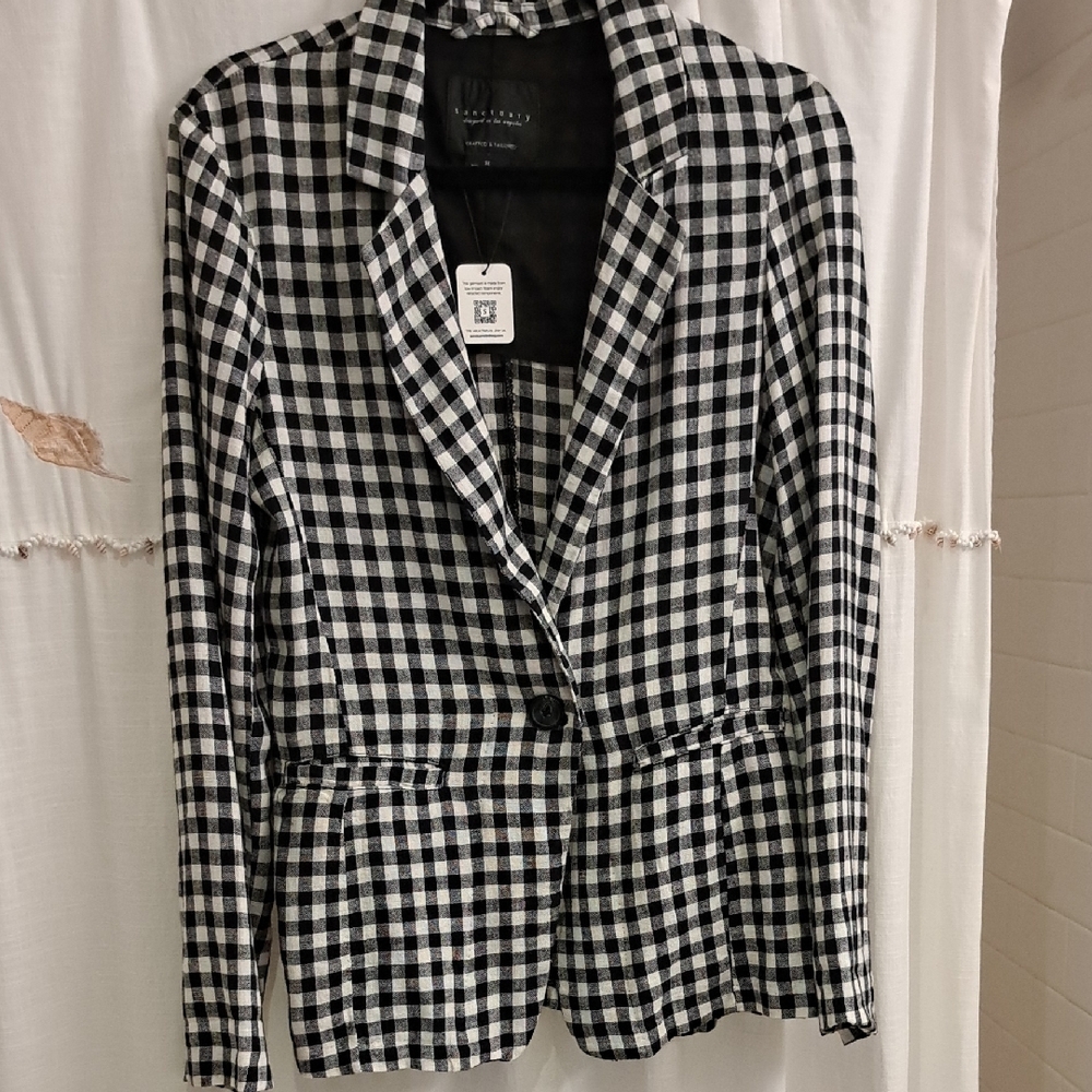 Black and White Checkered Women's Blazer